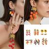 Elegant Autumn Earrings Handmade Fabric Pumpkin Sunflower Dangle Large Statement Portable for Trendy Women Casual Wear