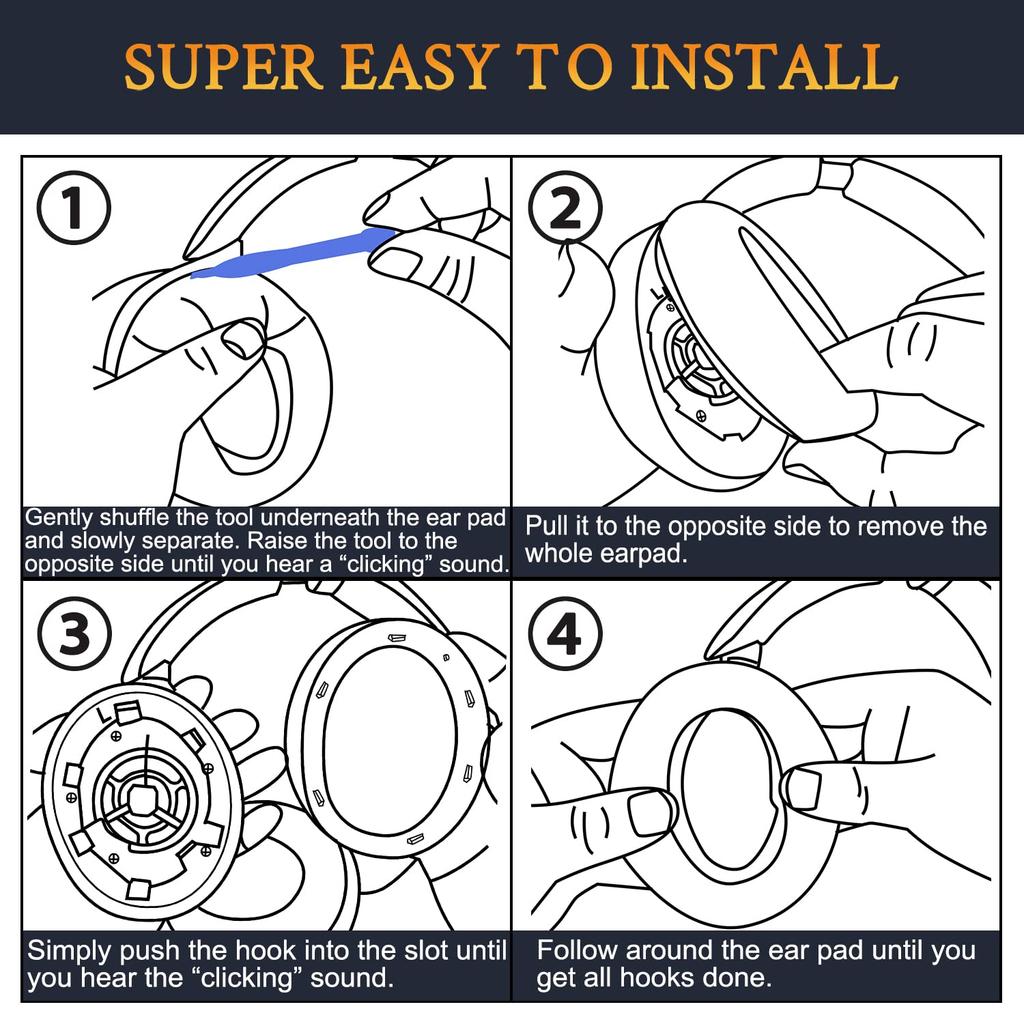 SOULWIT Replacement Protein Leather Ear Pads and Cushions for Sony WH-XB910N Wireless Noise-Canceling Headphones (XB910 Extra Bass) - Blue