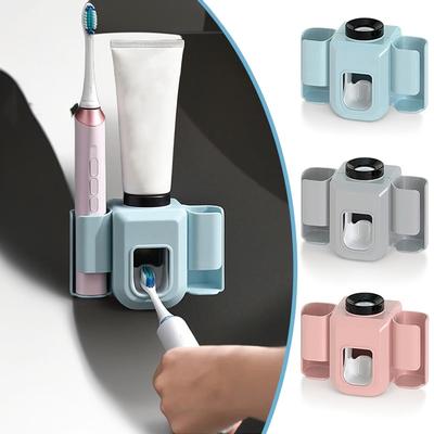 Wandmontierter automatischer Zahnpastaspender, Zahnbürstenhalter, Badezimmer, stanzfrei, multifunktionaler elektrischer Zahnbürstenhalter
