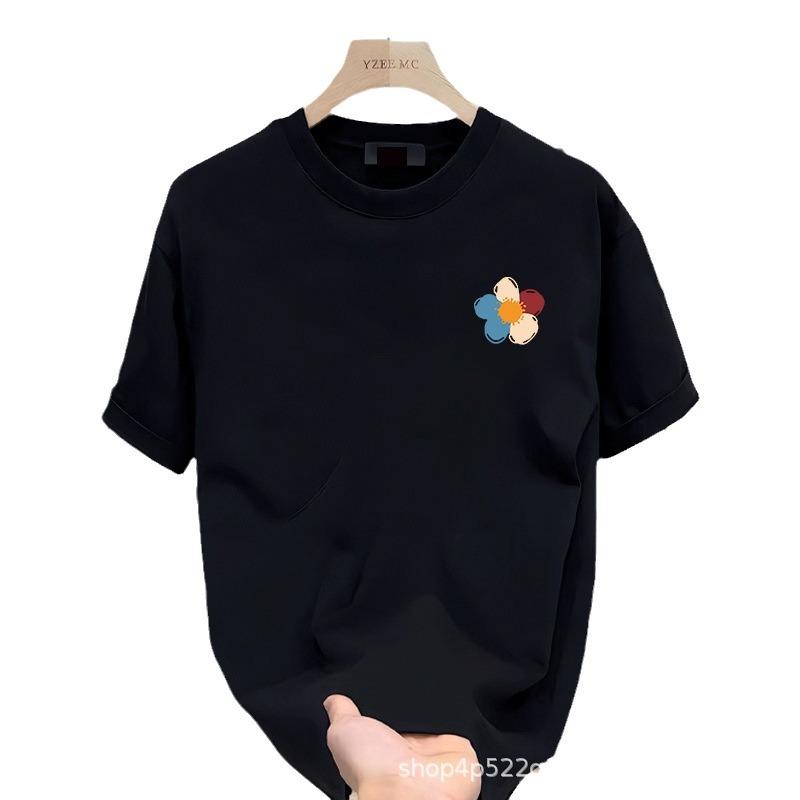 American Printed Cotton Short-Sleeved T-Shirt Men'S Loose Round Neck Short-Sleeved Couple'S Casual Versatile Half-Sleeved Bottoming Shirt