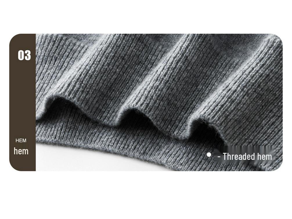 Men's 100% Pure Cashmere High-Neck Sweater - Autumn/Winter White Knit Base Layer
