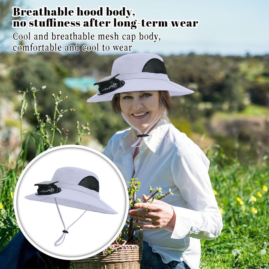 Outdoor Mountaineering Fishing Sun Hat With Large Solar Fan
