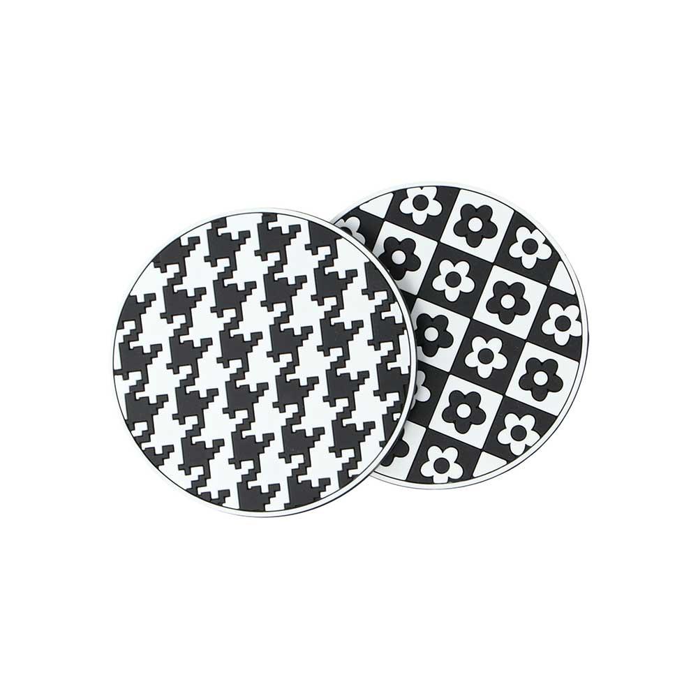 Houndstooth Flower Coaster Heat Resistance Car Water Cup Pad Car Mug Coaster  Decor Accessories