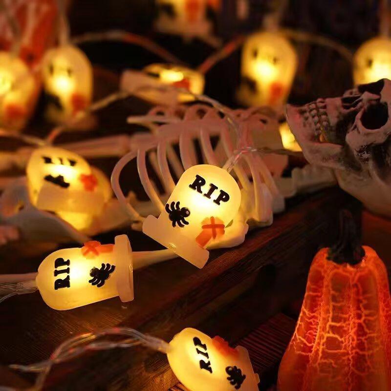 Colorful Halloween Pumpkin Bat Ghost String Lights for Spooky Decor