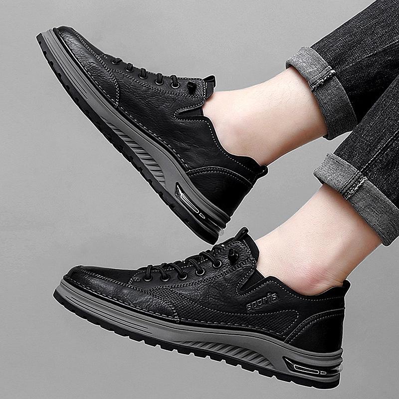 Men's Black Korean Style Casual Sports Board Shoes - Autumn/Winter Fashion