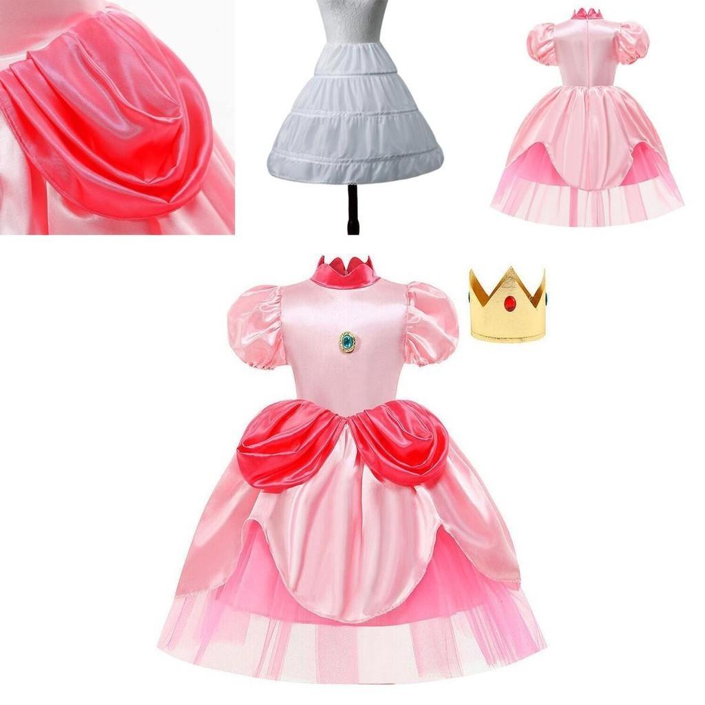Rozkošný kostým šatů princezny Peach pro děti Ideální na Halloween a hraní rolí