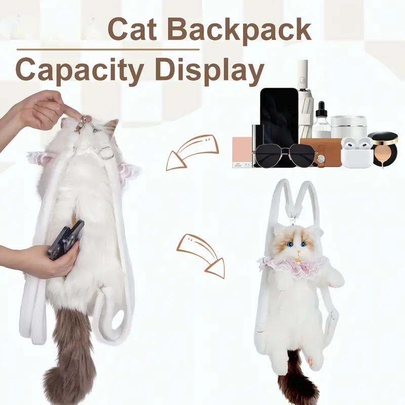 Cute Plush Animal Cat Backpack Multiple Fashion Shoulder Bag Crossbody Bag Gift with Adjustable Strap Suitable for Women