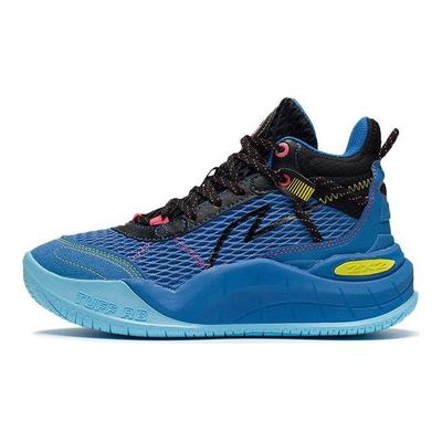 Li Ning Thunder Orta Destek Denge Geri Tepme Yüksek Bilekli Çocuk Basketbol Ayakkabıları Siyah Mavi YKBS054-5