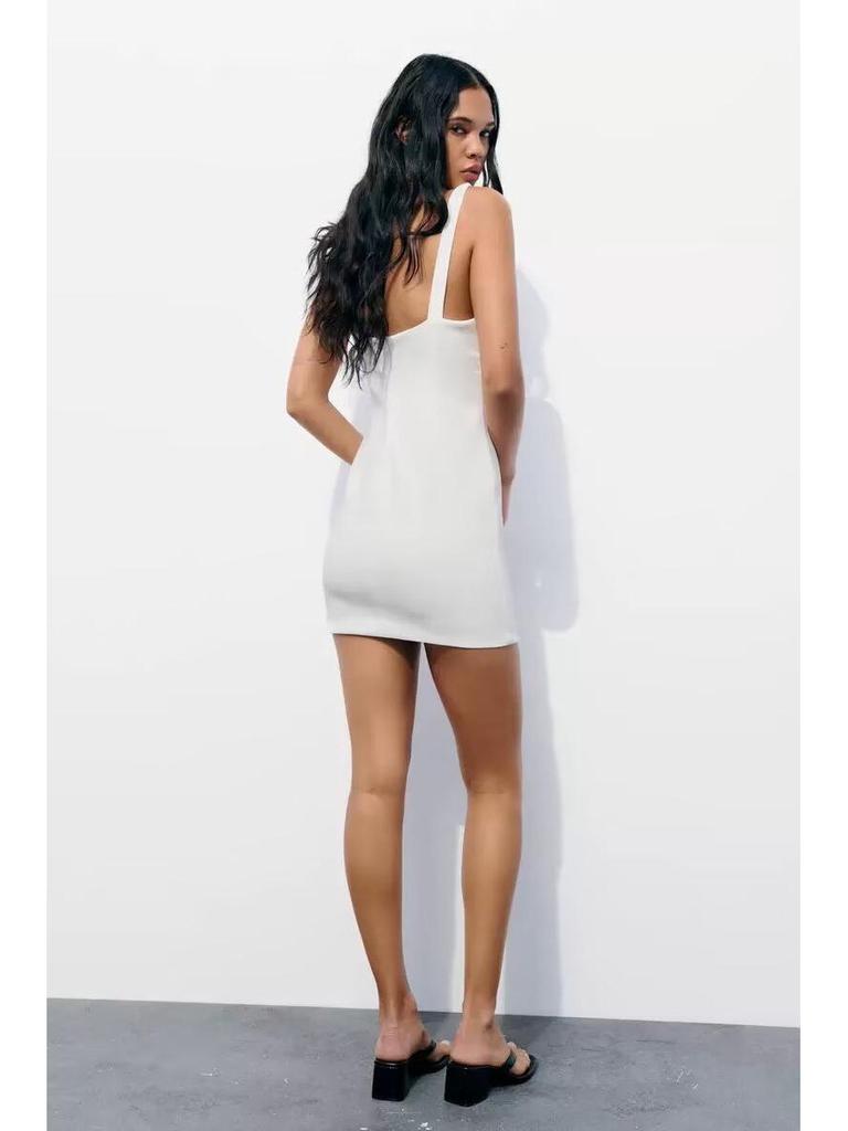 2025 Spring Women's European American V-neck Sleeveless Slim-fit Mini Dress