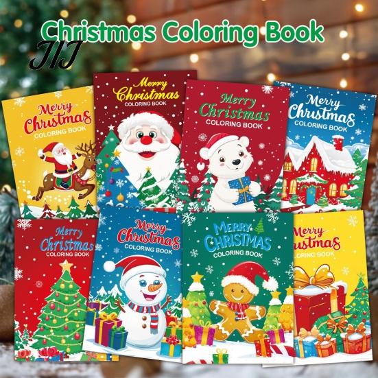 Stocking Stuffers for Kids 8PCS Christmas Themed Coloring Book, Educational Activities Thickened Paper Fun Pages Parties Craft Supplies, Creative
