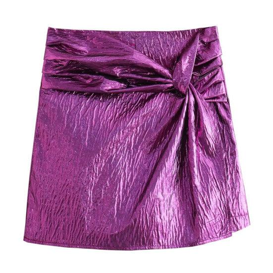 Women Autumn Winter Mini Skort High Waist Knot Pleated Shorts Skirt Solid Color Elegant Woman Short Pants Streetwear