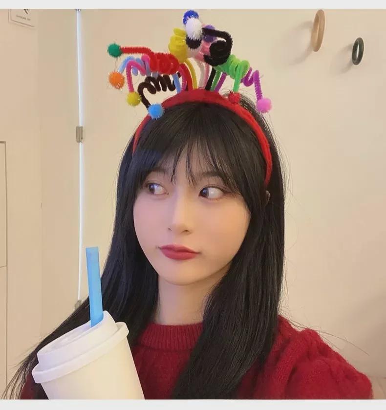 

Забавная повязка на голову в корейском стиле на день рождения с весенними шариками