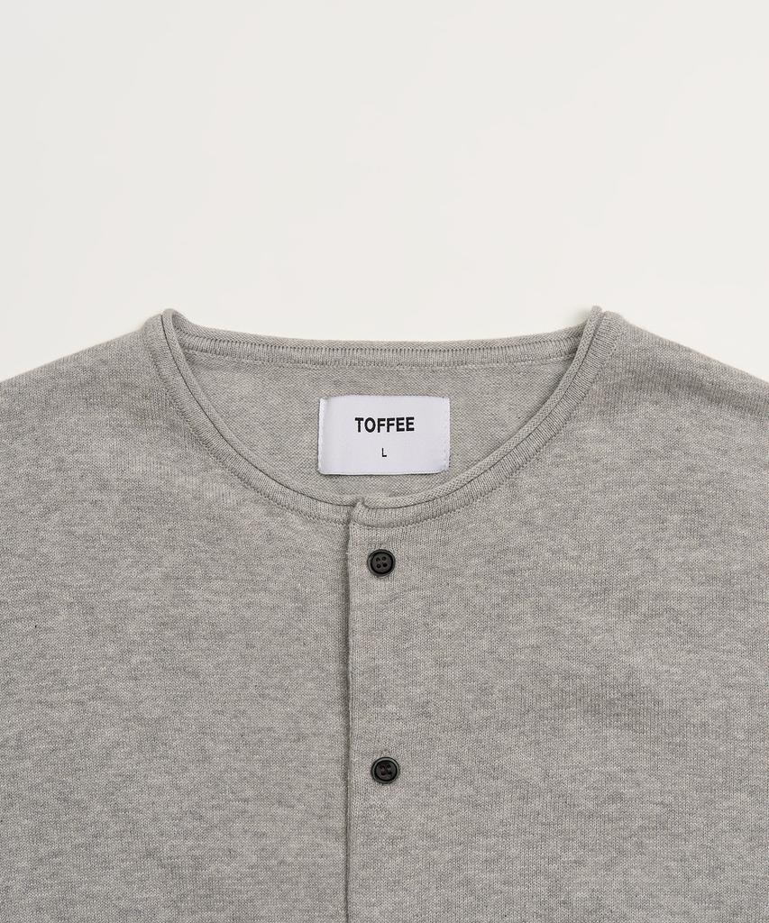 Toffee Cutoff Round Neck Cardigan (Grey)
