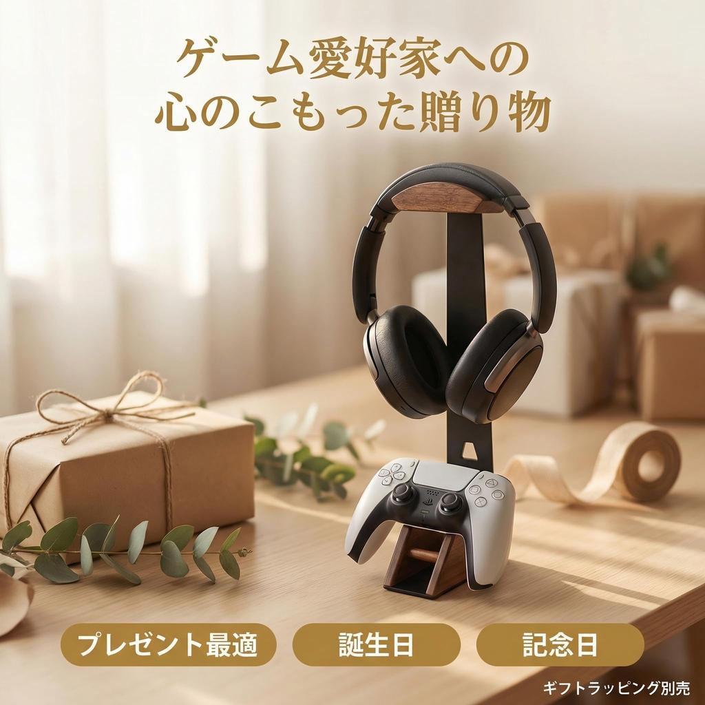 Sakulaya Kopfhörer-Controller Controller Desktop-Spielcontroller-Aufbewahrung Kompatibel mit Walnussholzständer, Holz, Stilvoll, Kopfhörer-/Pro-Ständer,