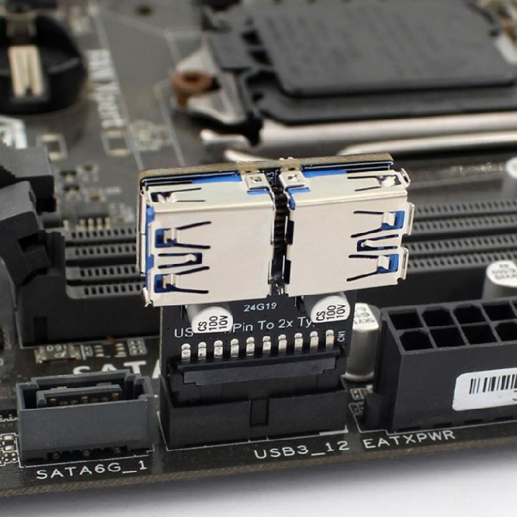USB3.0 Adapter C Type for Computer Motherboards 19/20PIN To 2 Port USB A Female Port Connection