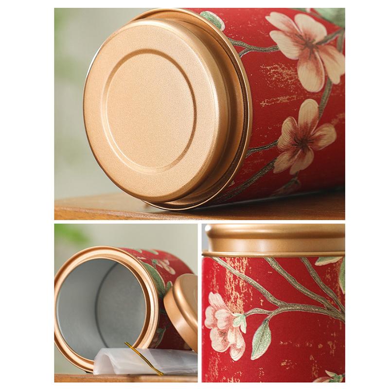 Flower Pattern Empty Tea Tin Can Household Green Black Tea Sealed Jar Portable Home Small Tea Packaging Box Tinplate Storage Can