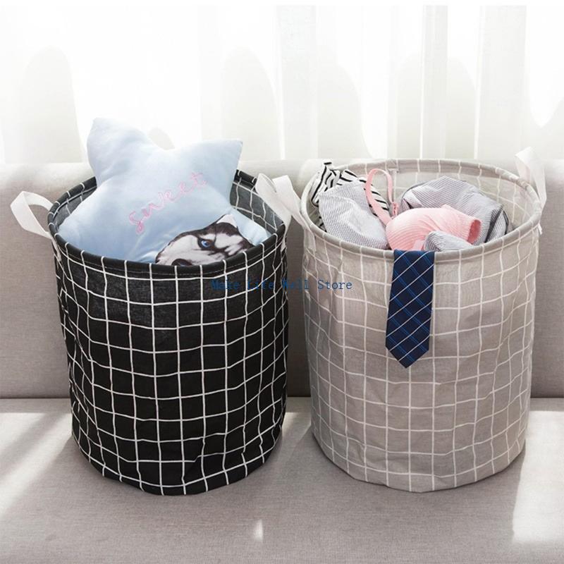 Household fabric dirty clothes basket storage basket, circular cotton and linen dirty clothes basket