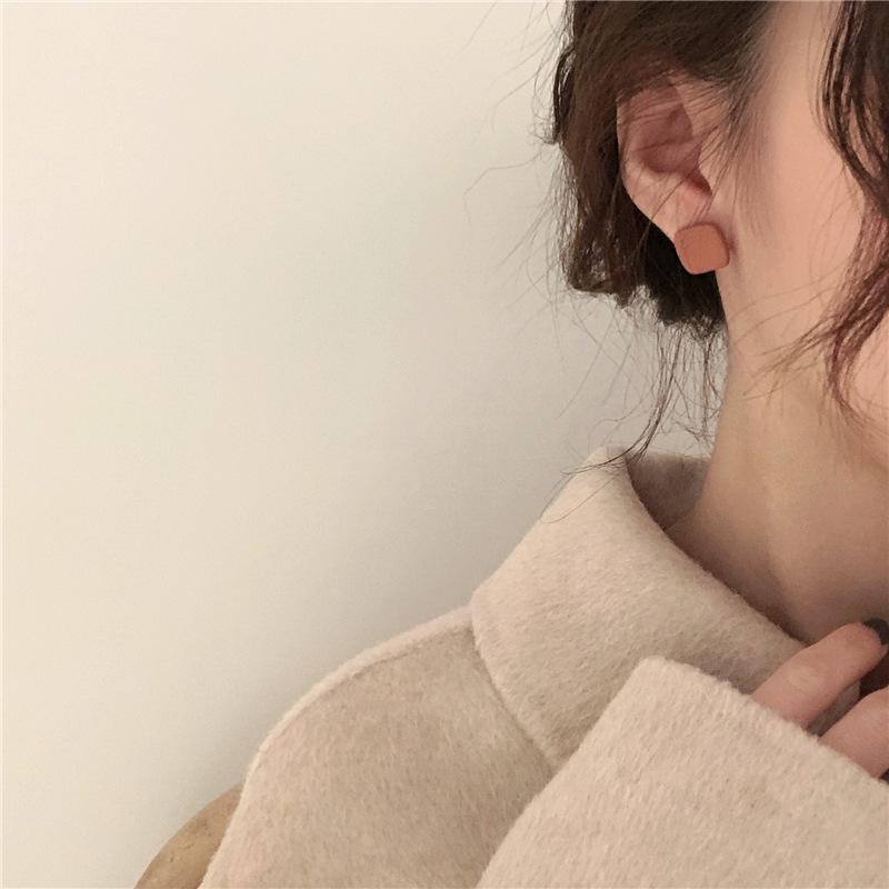 S Needle Frosted Small Square Stud Earrings - Trendy Korean Design, Versatile for Women