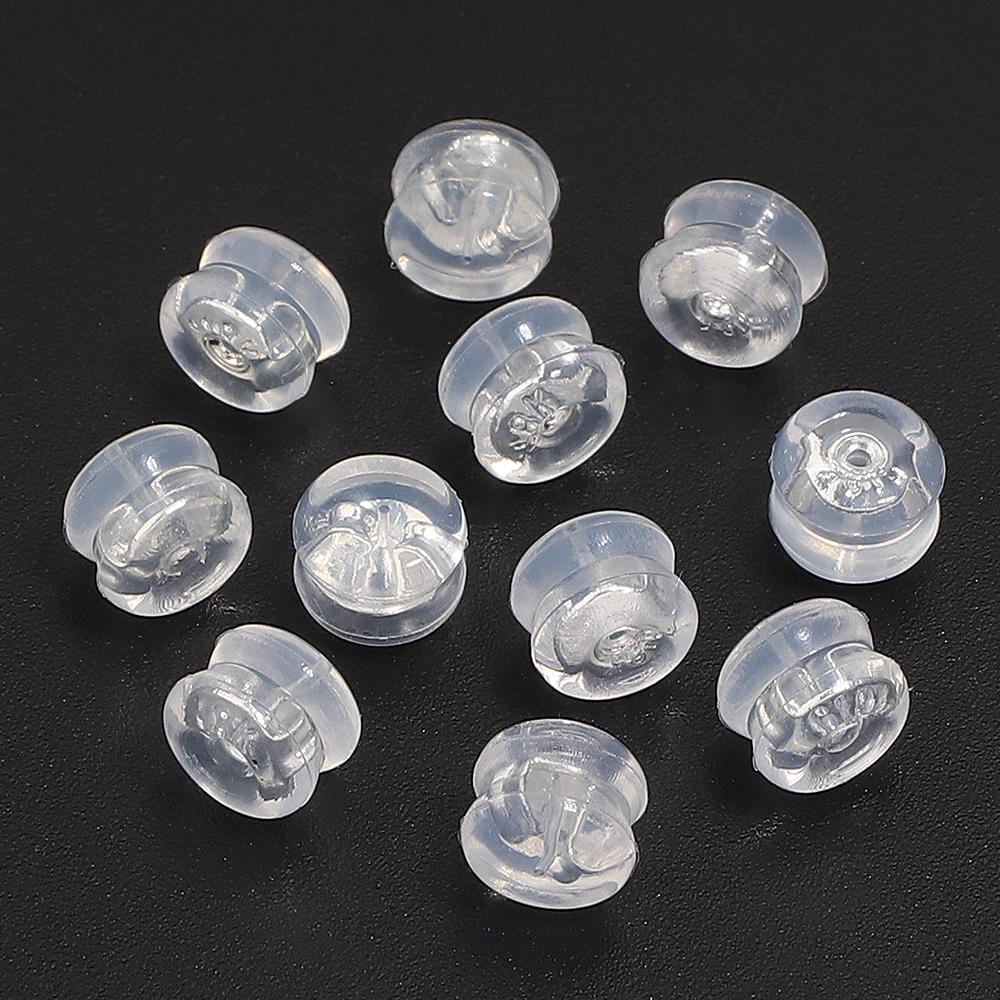 10pcs Silicone Rubber Ear Back Stoppers Hamburger Ear Plugs For Jewelry Making DIY 18K Gold Plated Brass Earring Filled Supplies