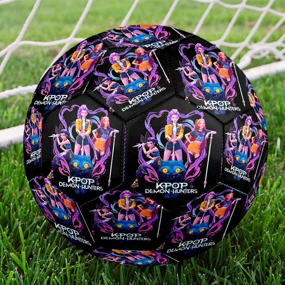 KPop Demon Hunters Print Size 5 Soccer Ball, Standard Match Football for Sports Game and Team Practice, Ideal Gift for Soccer Fans