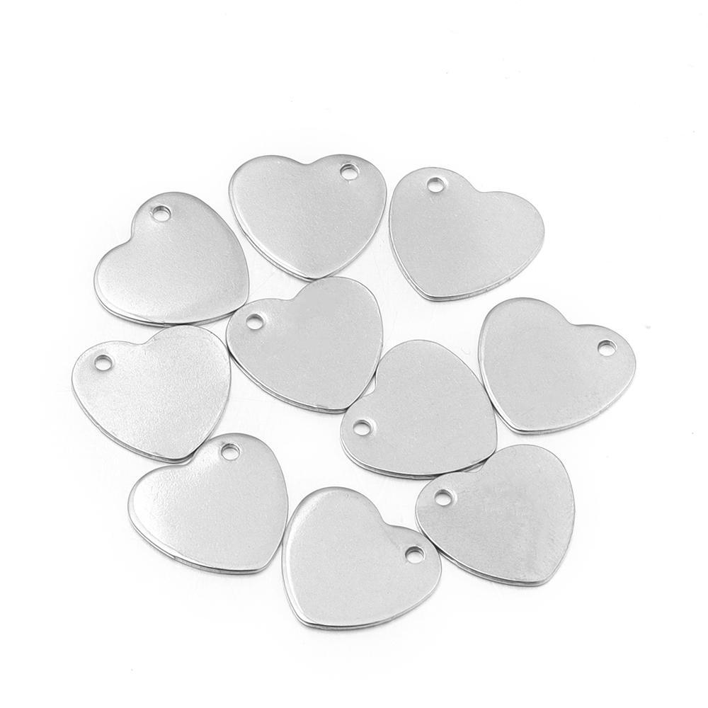 10pcs/Lot 10 14 18mm Heart Stainless Steel Charms for Jewelry Making Logo Small Heart Charms Pendant DIY Bracelet Necklace