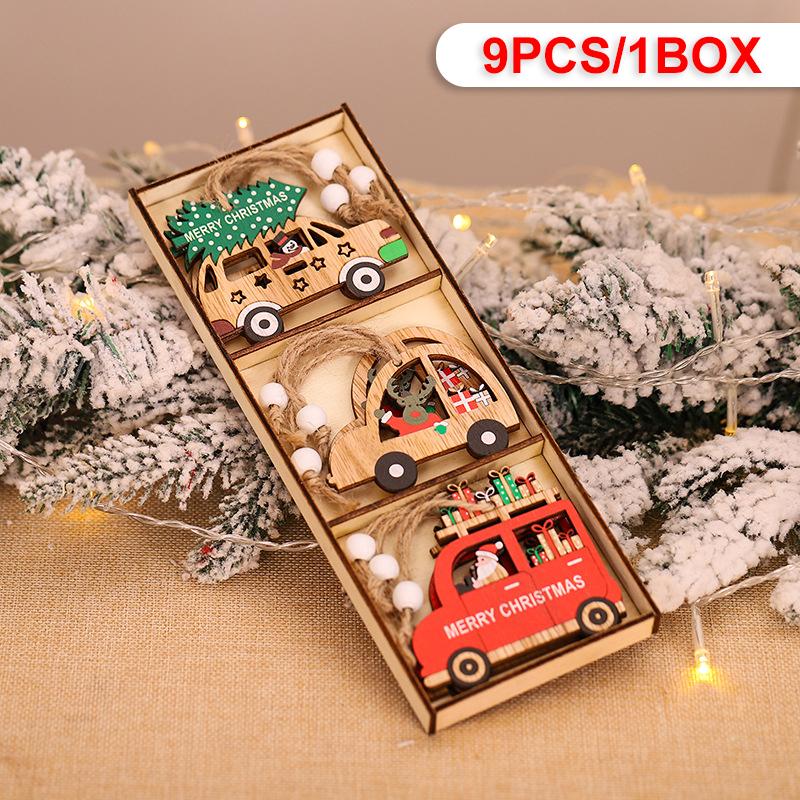 Wooden Christmas Pendant Merry Christmas Decoration for Home 2025 Navidad Xmas Tree Hanging Ornaments Kids Gifts New Year 2025