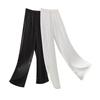 Summer Autumn Women's Trousers Black Straight High-waisted  Loose Classic Trousers Casual Silk Satin Wide Leg Trousers for Women