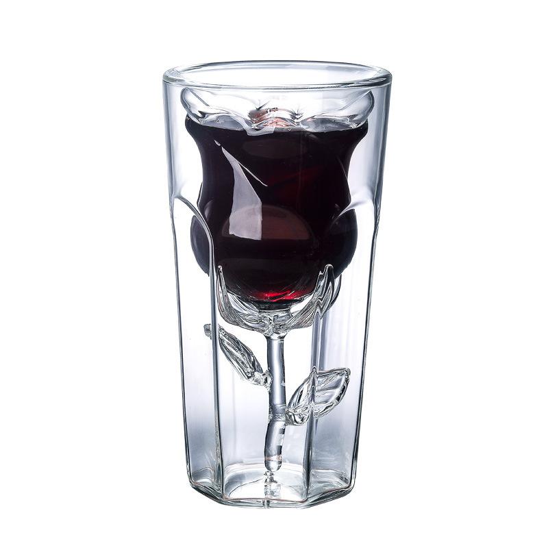New Double-layer Rose Glass, Pink Liner Red Wine Cup, Coffee Juice Cup