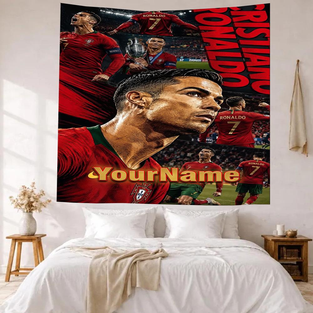 Cristiano Ronaldo Custom Your Name Wall Decor Tapestry Art For Pet Memorial Birthdaywedding Party Backdrop Family Gift