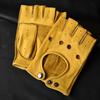 Unisex Half-Finger Gloves Artificial Leather Cool Punk Hip-Hop Driving Motorcycle Performance Party Men Women Mittens