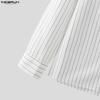 INCERUN Oversized Men Casual Long Sleeve Lapel Striped Print Shirts
