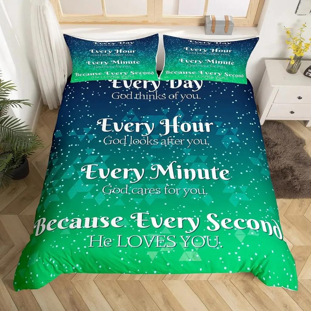 Heilende Bettbezug-Set Sternenhimmel Galaxie Schmetterling Inspirierende Gedanken Gebete Bettwäsche-Sets, Positive Energie Bettdeckenbezug