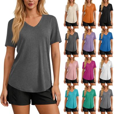Women's Casual V-neck Short Sleeved -shirt Fashion Top