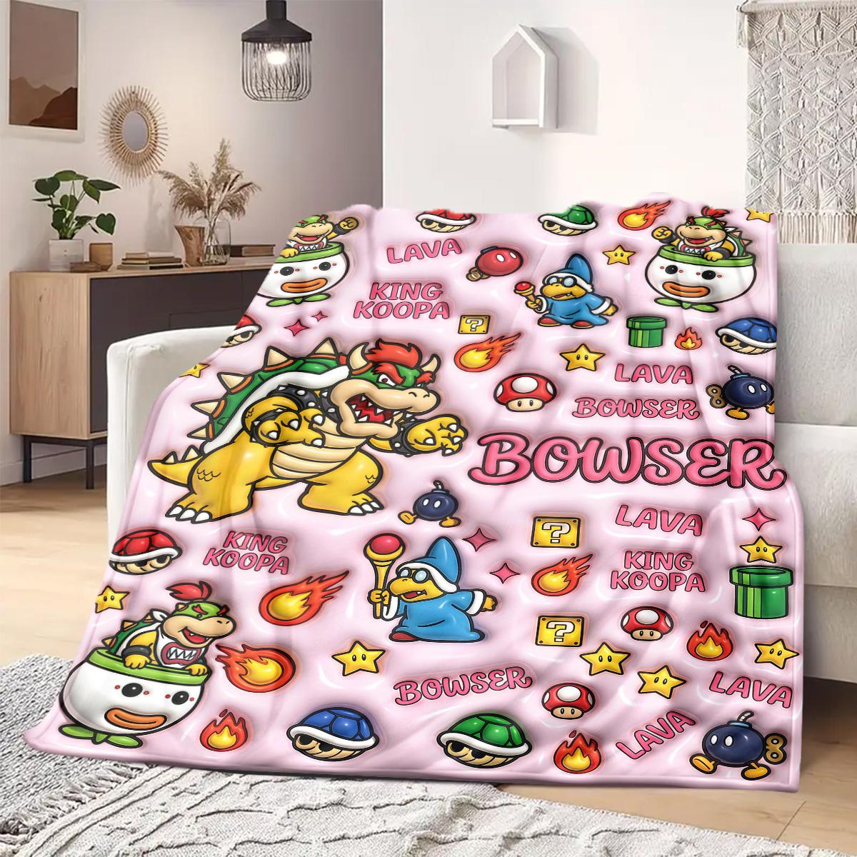 

Mario Anime Print Blanket Warm Comfortable Flannel Blanket Suitable for Bedrooms, Sofas, Beds, Chairs, Picnics, Travel 75x90cm