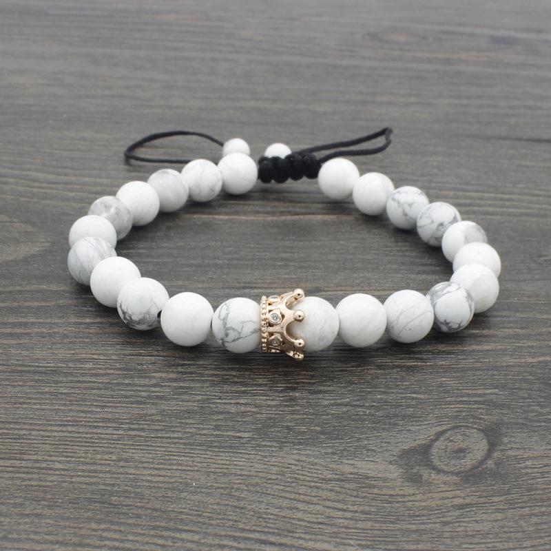 Frosted Black Agate & White Turquoise Beaded Bracelet - New Stock Available