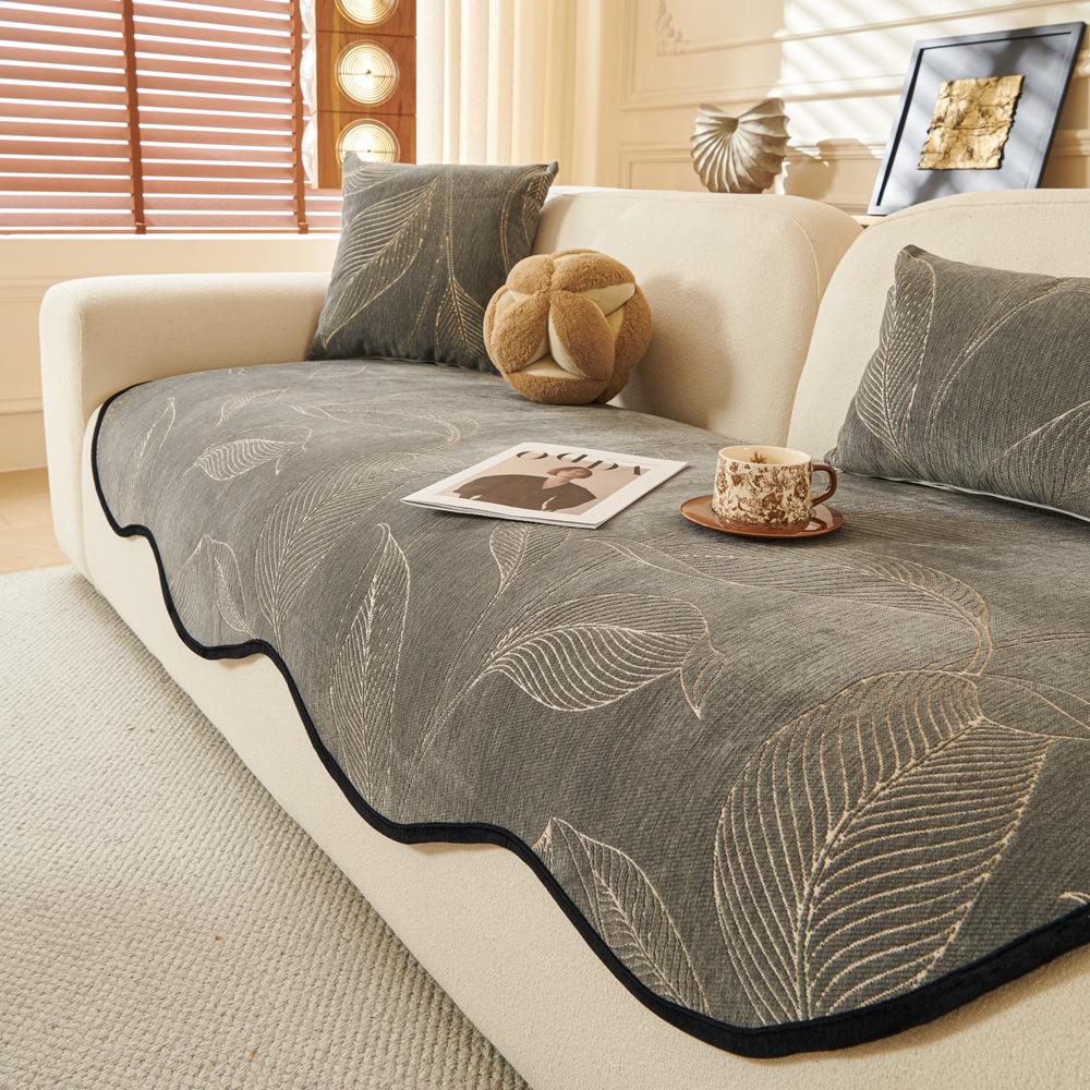 

Irregular Leaves, Special-Shaped Retro Sofa Cushion, Universal In All Seasons, New Premium Leather Sofa Cover, Non-Slip 90*90cm серый