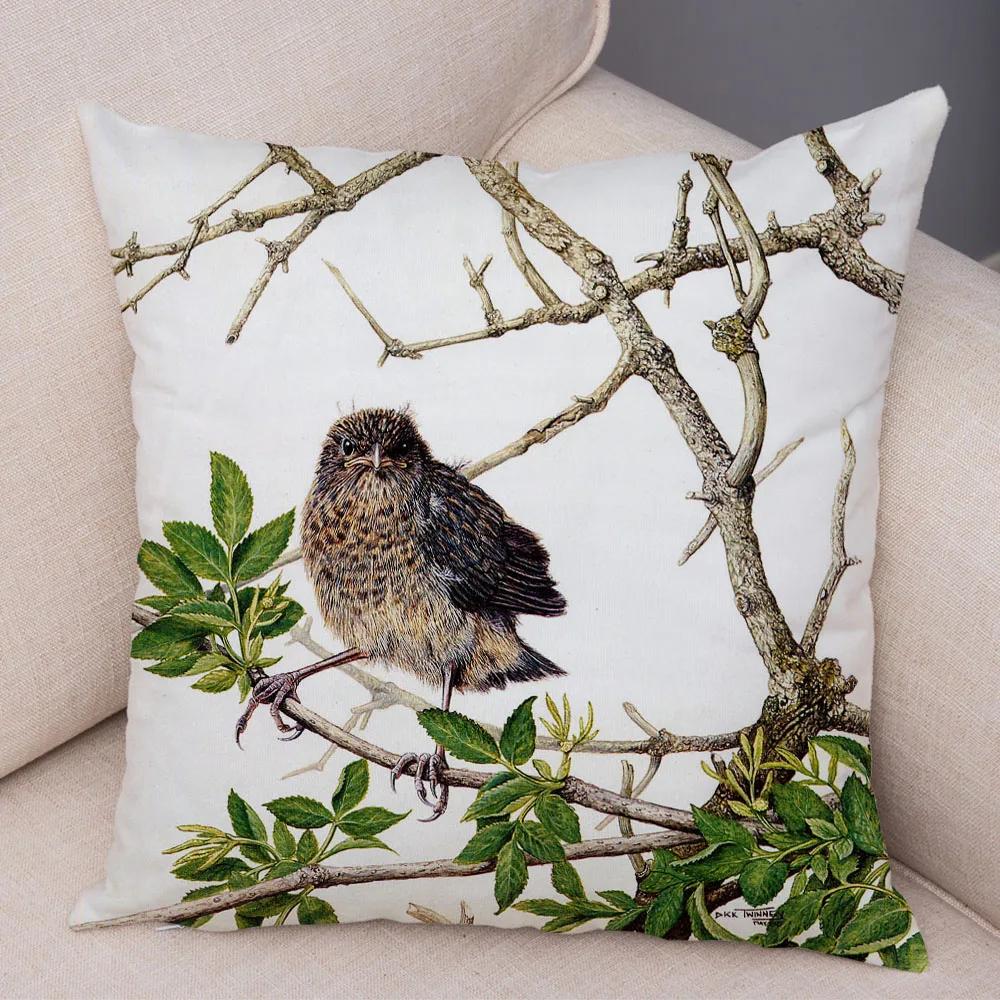 Bedroom Sofa Car Cushion Cover Cartoon Animal Colorful Fox Bird Squirrel Series Home Office Decoration Pillow