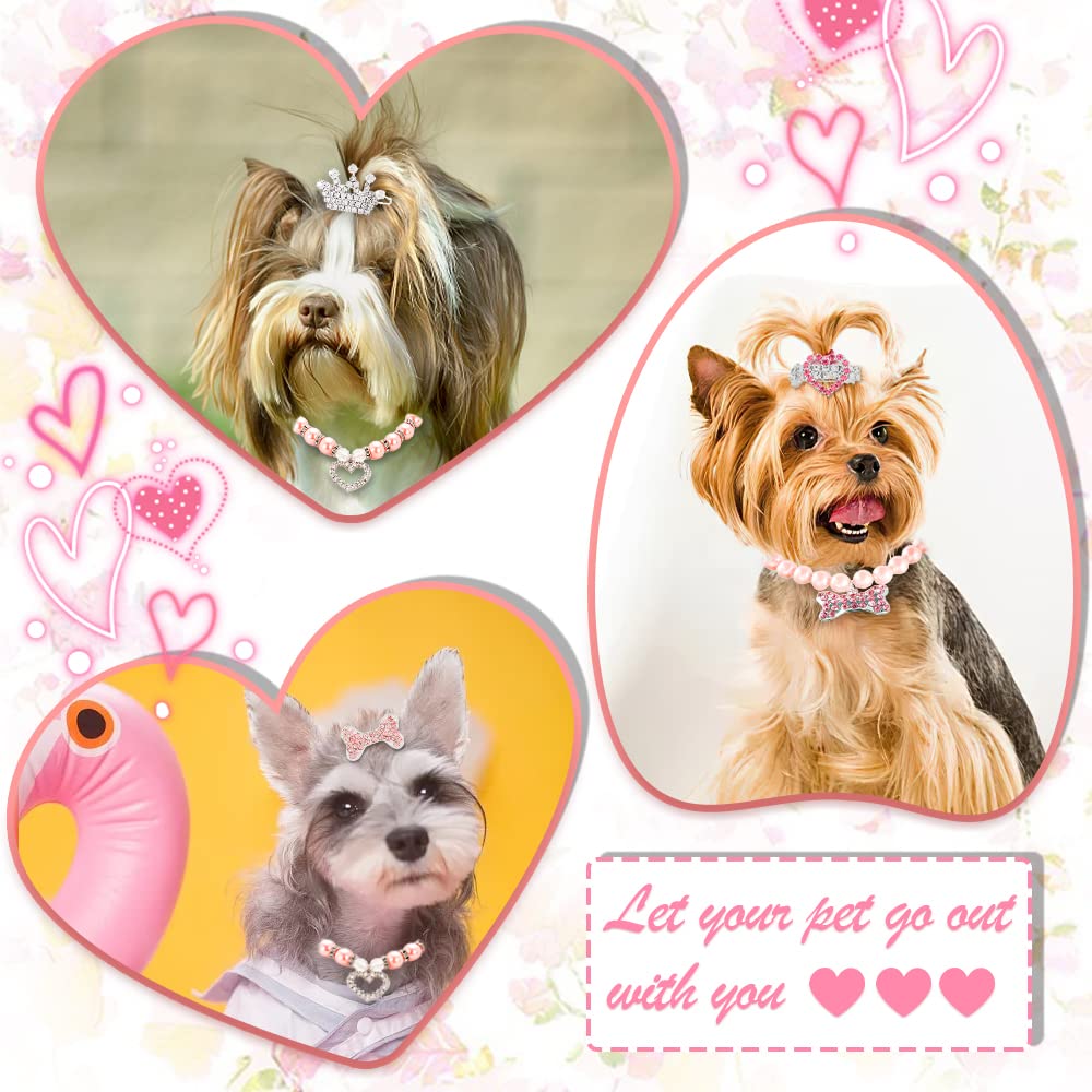 DaFuEn Dog Hair Clips Bows for Pet Puppy Crown Barrettes Girl Tiara Crystal Rhinestone Dog Hair Accessories for Chihuahua Yorkie Shih Tzu Pet Bows