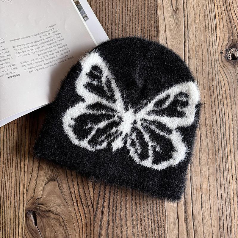 Knitted Butterfly Faux Mink Hat For Women Winter Warmth And Windproof Comfort