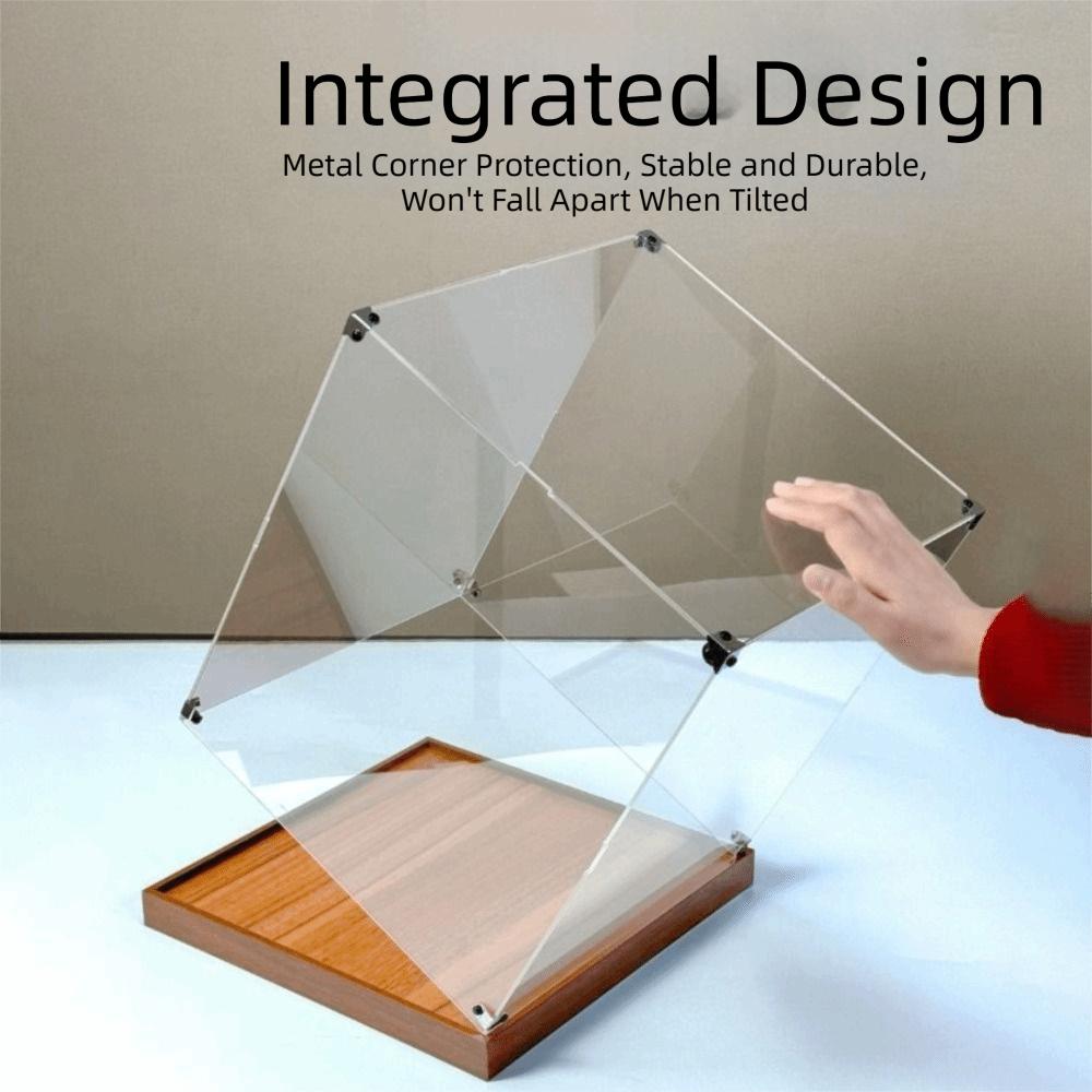 Transparent Acrylic Acrylic Display Case Stackable Design Wooden Bottom Model Display Case No-glue Assembly Display Box