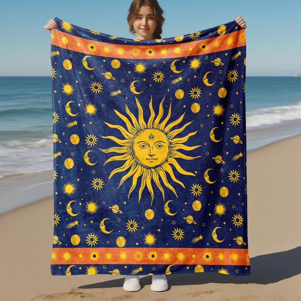 Sun Moon Outdoor Flannel Blankets, Outdoor Travel, Home Blankets, Fan Gifts,Suitable for All Seasons, Christmas Gifts. R1127116