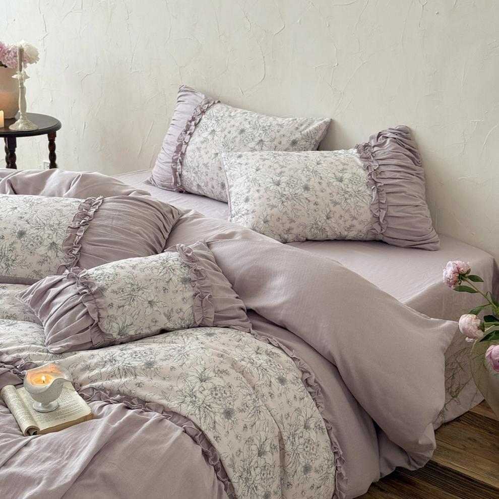 2026 Spring/Summer French Pure Cotton Double-Layer Gauze Lace Bedding Set