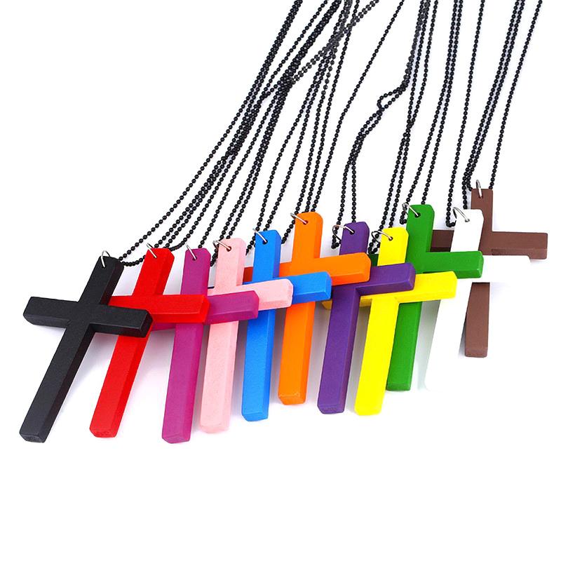 Vintage Dřevěný Kříž Přívěsek Náhrdelník Jednoduchý Přírodní Dřevěný Kříž Náhrdelník Hip Hop Svetrový Řetízek Šperky Doplňky Dárky