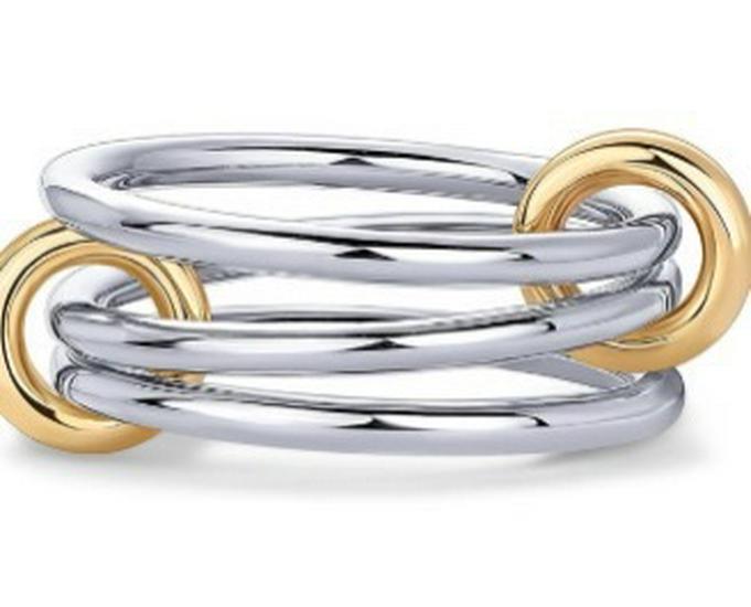 Двухцветное кольцо из нержавеющей стали с цирконом и бриллиантами, переплетающееся Size 6, 16.2 mm