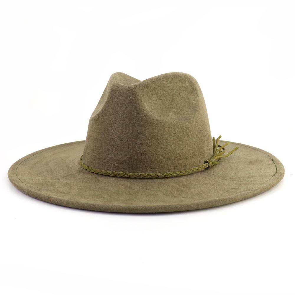 Unisex Suede Felt Fedora Hat Wide Brim Flat Edge Elegant Classic Gentleman Hat