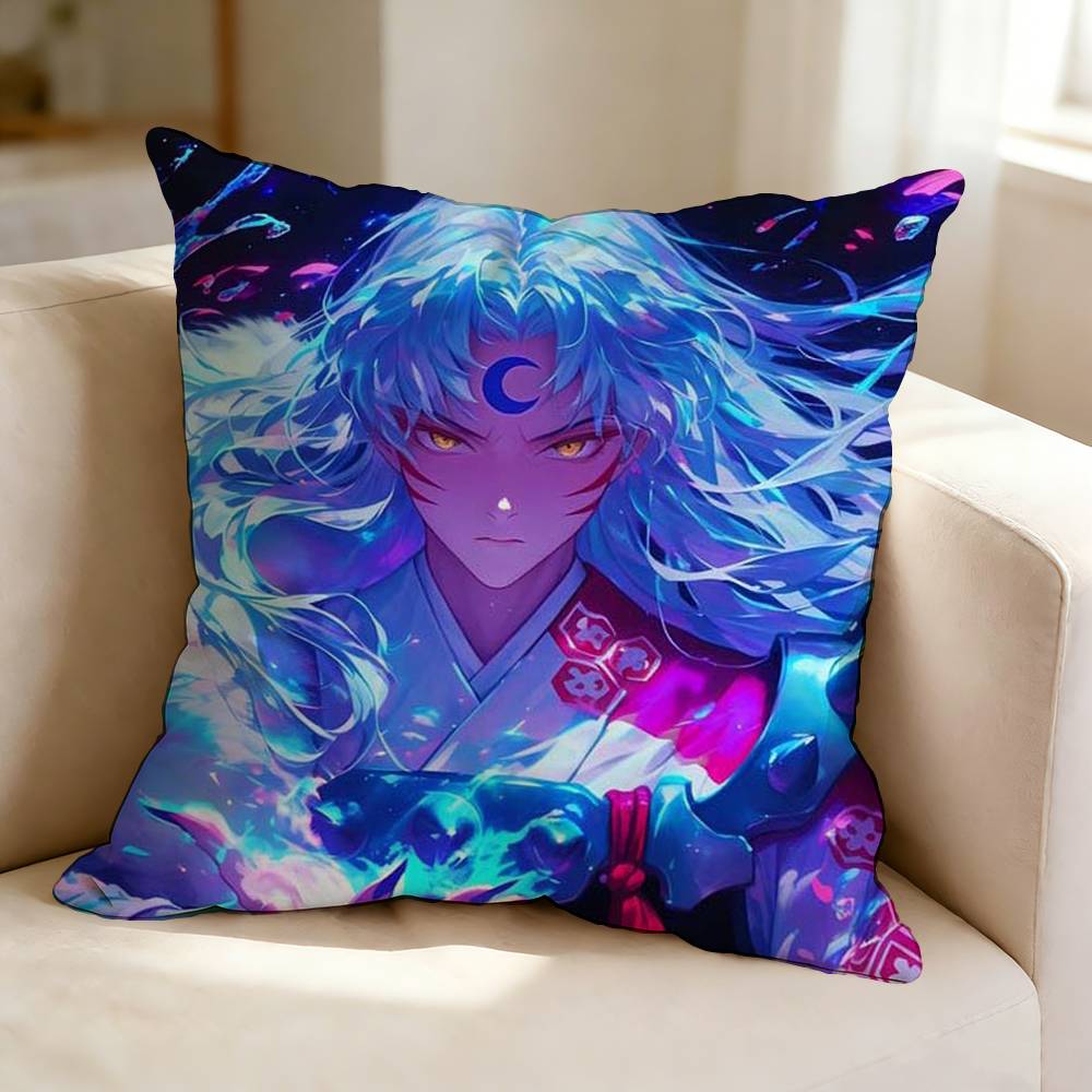 Fantasy Anime IInuyasha SSesshomaru  Square DoubleSided printed Pillow Case Bedroom Bedside Pillow Sofa Cushion Cover
