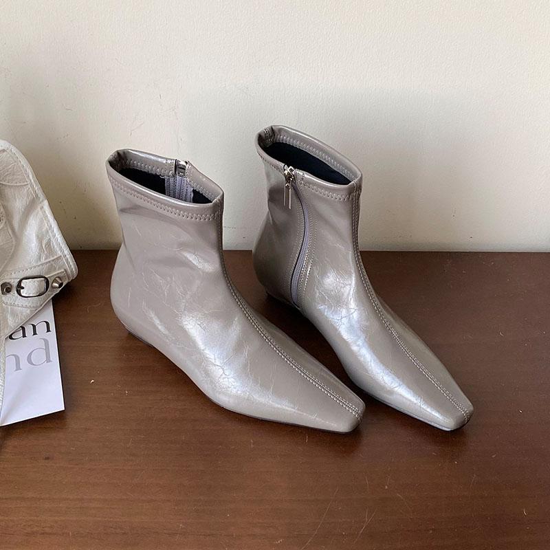 Fashion Fashion Flats Women Ankle Stretch Boots Shoes Female Zippers Footwear Pointed Toe Ladies Short Modern Boots Shoes