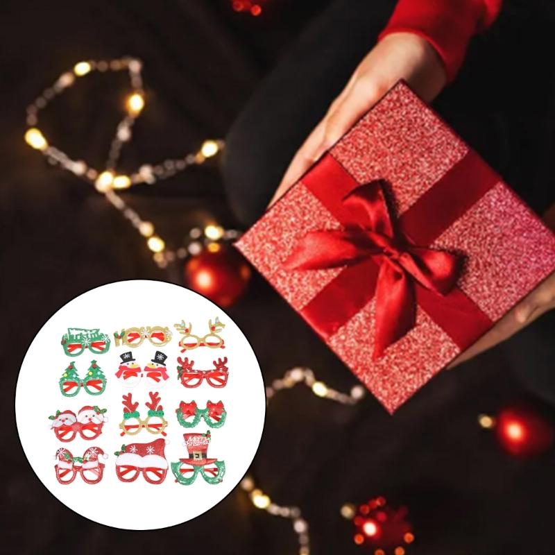 Christmas Decorative Plastic Frame Eyeglasses Set For Holiday Parties And Family Gatherings With Lightweight Design