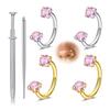6Pcs C-shaped Nose Rings Set Stainless Steel Zirconium Stones Earrings Horse Shoe Hypoallergenic Nose Hoops Women Jewelry