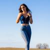 Melody Shaper Set Jeggings Dark Thread Light Blue Jeans with Stripe Jeans Set Sexy Denim Pants 2 Pieces Set